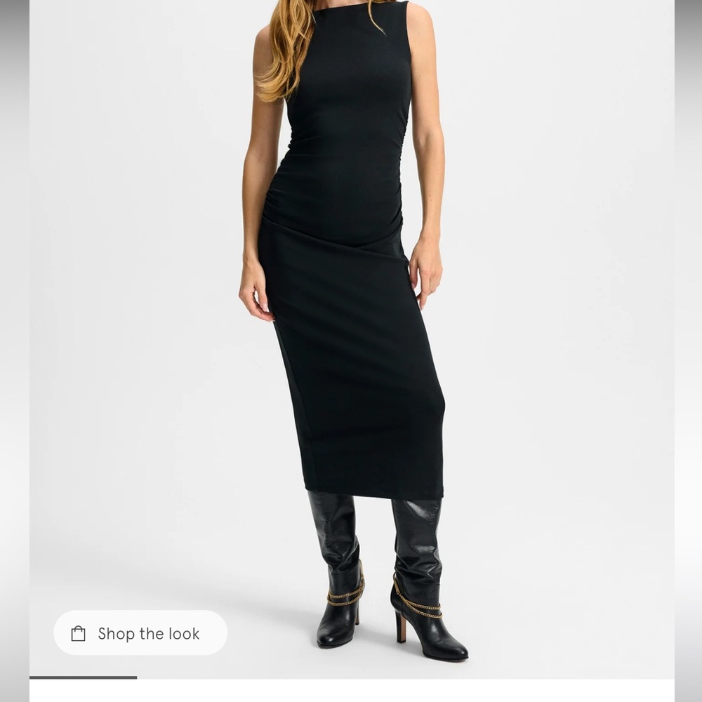 Veronica Beard Charissa Stretch Cotton Midi Black Dress Small